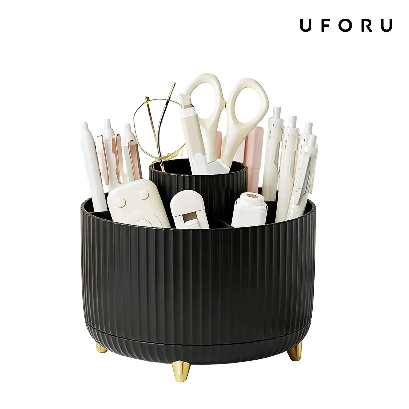 Luxury Skincare Makeup - 360 Rotating Makeup Organizer Luxury Striped