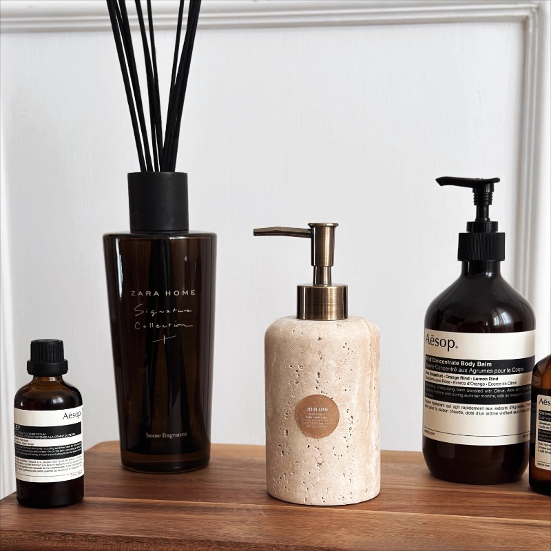 Luxury Skincare Jars - Natural Stone Lotion Dispenser, Refillable Soap