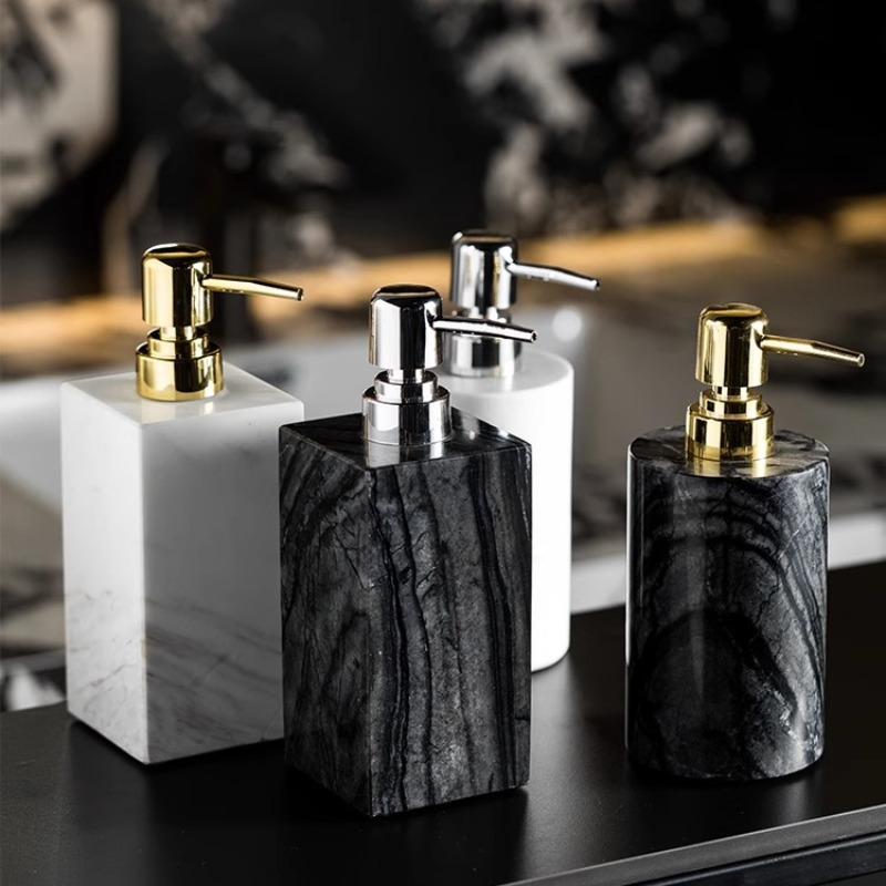 Luxury Skincare Jars - Natural Marble Soap Dispenser Bottle, Non-Slip
